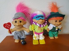 Vtg Russ Berrie Troll Doll Lot 3 Skier, St Patricks  Valentines 5  