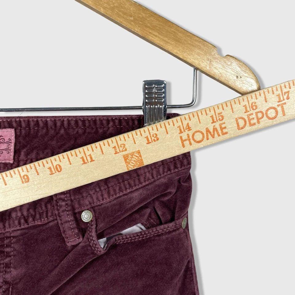 Vintage Y2K Abercrombie Fitch Flare Leg Velvet Pants Girls 12 Maroon Boho Chic - Image 4 of 4