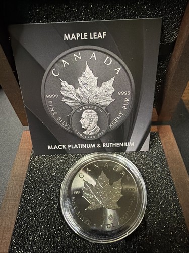 2025 1 oz Silver Maple Leaf — Black Platinum & Ruthenium Ennobled (BU)