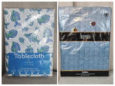 Summer Living Blue Flannel Backed Vinyl Tablecloth 1pc 52" x 90" Oblong NEW Oval
