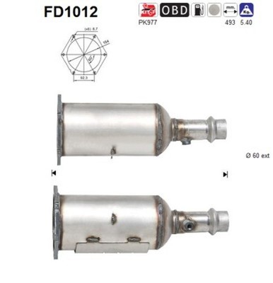 AS DPF Rußpartikelfilter Dieselpartikelfilter FD1012 Cordierit für PEUGEOT 607