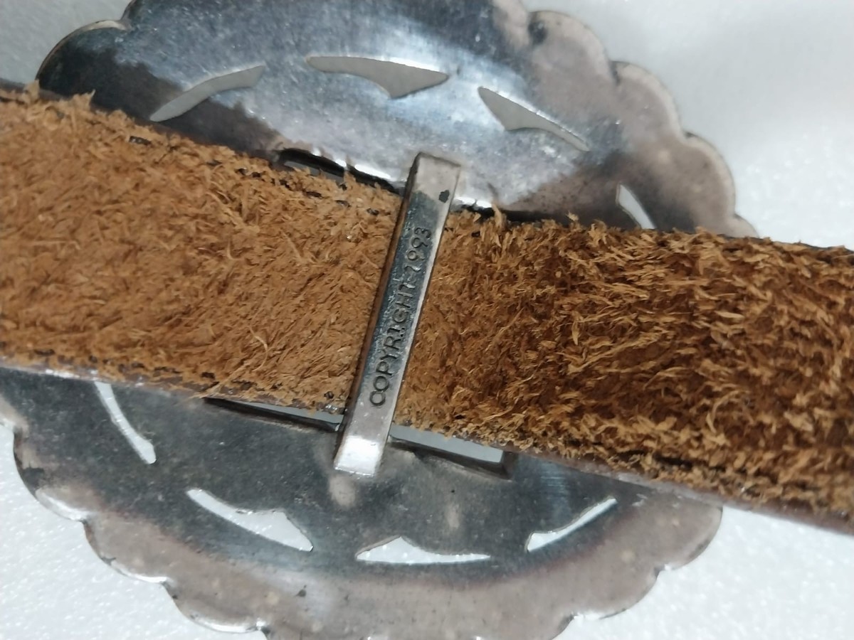 Vintage Brighton Sunflower Concho Belt 1993 Medium Brown Brighton Sunflower Concho Belt Genuine Leather Southwestern  main image 2