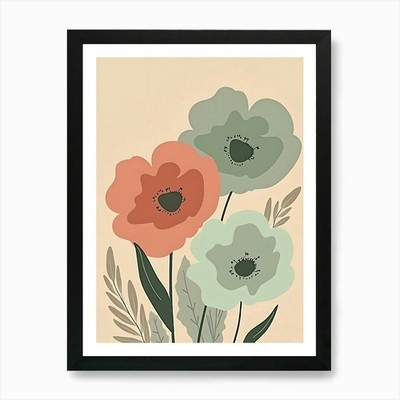 Gelassene Pastell Blütenblätter und Blätter Kunst Gerahmtes Wandbild Poster Leinwanddruck Bild