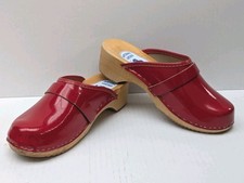 ORTHOPEDIK Natural Leather Swedish Wooden Clogs Mules Shoes sz 38 UK 5 VGC 