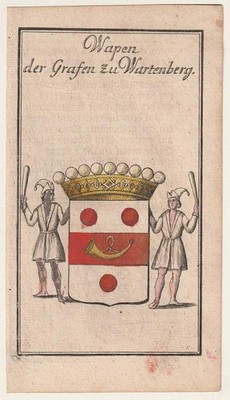 c1750 Grafen zu Wartenberg Adel Böhmen Heraldik kol. Kupferstich-Wappen