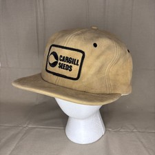 Vintage Cargill Seeds SnapBack Hat 80s Nomad Tag Suede Farm Cap w/ Patch
