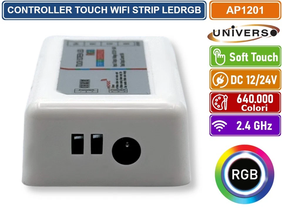 TELECOMENDO CONTROLLER TOUCH WIRELESS PER STRIP LED RGB DC 12/24V PORTATA 30MT - Immagine 4 di 4