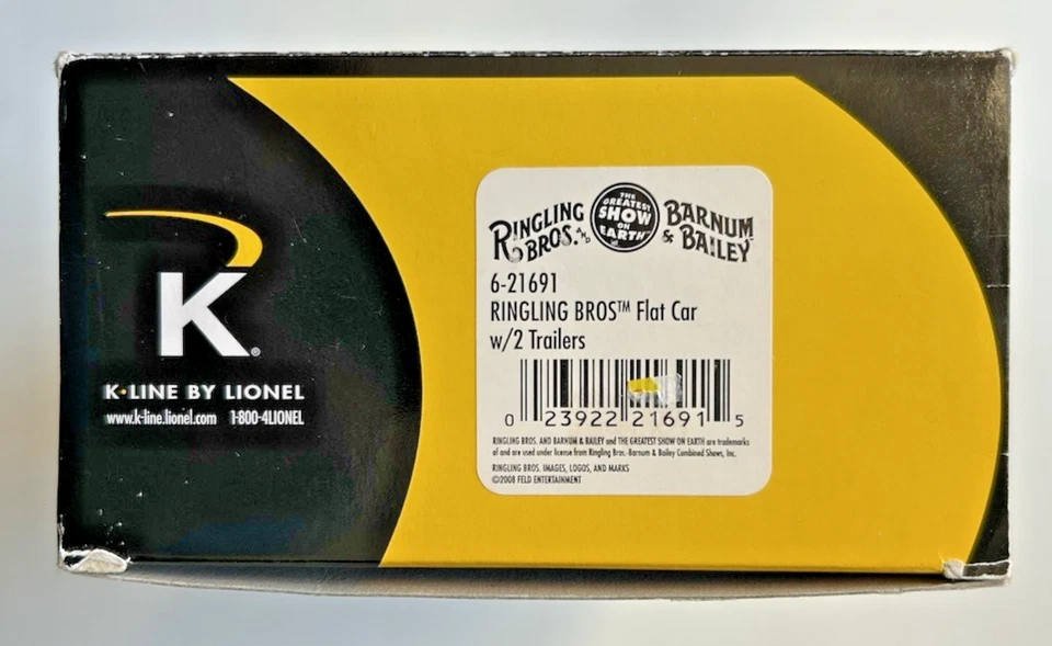 K-LINE RINGLING BROS FLAT CAR W/2 TRAILERS #6-21691 - Image 2 of 4
