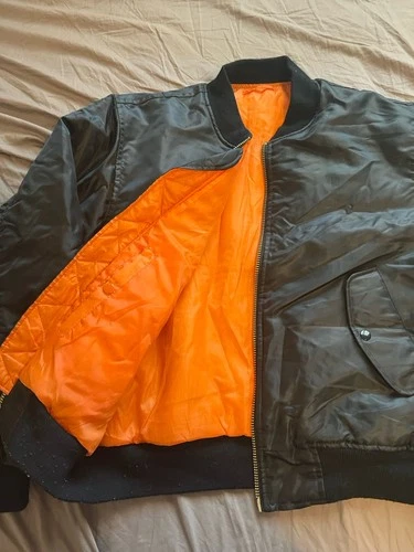Men’s ROTHCO Flyers Jacket USAF Black Full Zip MA-1 Size Medium Vintage Rare image 4