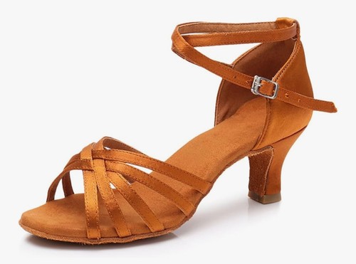 Women's Ballroom Dance Shoes Satin Salsa Latin Dancing Shoe 2.2" Heel Size 9 New - Picture 8 of 8