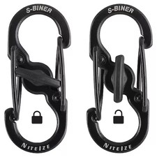 Nite Ize Lsbm-01-2R3 Double Carabiner, Twist Lock, Stainless Steel, Black