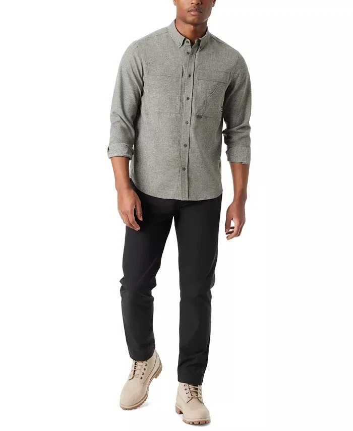 Bass Outdoor Flannel Shirt Men's Medium Deep Depths Green Classic Fit Heathered