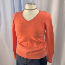 Alex Marie classic coral orange cashmere v-neck pullover sweater size small