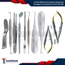 10 PCS RDM Solid & Hollow Hollenback Amalgam & Composite Carvers Double End