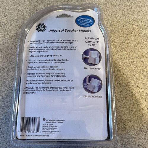 New GE Adjustable White Speaker Mount for Wall or Ceiling NOS # 80568 - Picture 2 of 2