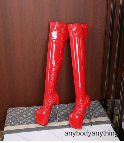 35-47 Übergröße 30 cm super hoher Stilettoabsatz Damen & Plateau Overknee Stiefel Reißverschluss - Bild 24 von 31