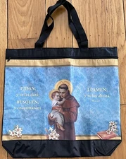 Religious Saint Reusable Shopping/Tote Bag Zipper Outer Compartment New