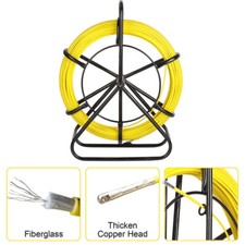 Fish Tape Puller Fiberglass 6mm×100m Wire Cable Running Duct Rodder Black UK