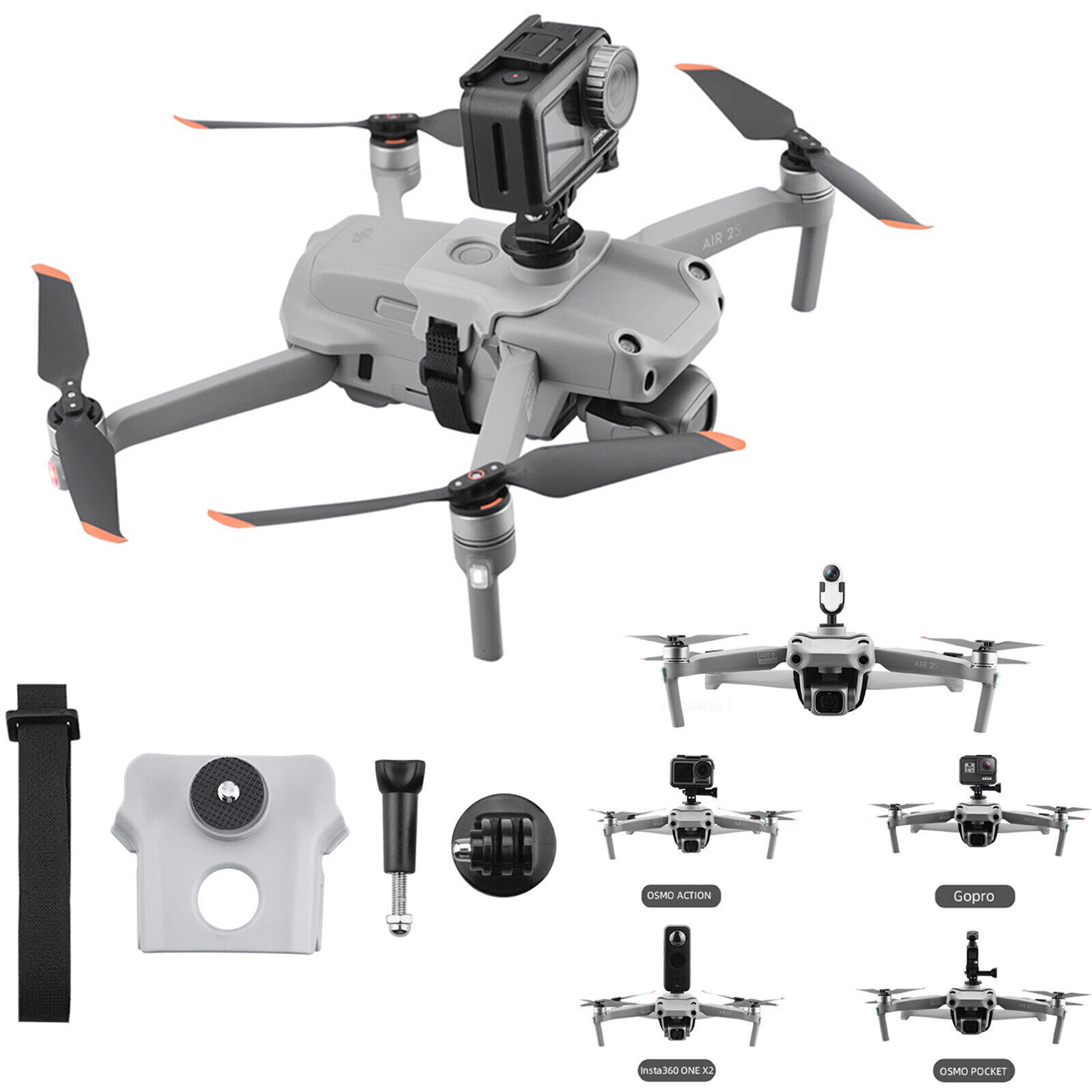 Supporto montaggio fotocamera adattatore staffa accessori drone per DJI AIR 2S ///...