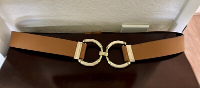Chicos Womens Small/Medium Brown Leather Belt Gold Metal  display picture 2