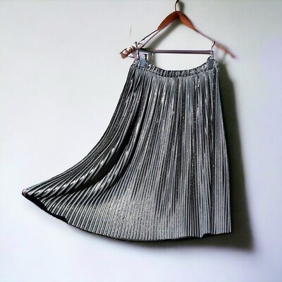 W&B Zara Collection Metallic Accordion Pleated Midi Skirt Size