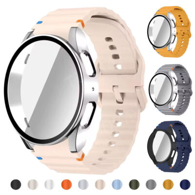 PC Schutzhülle mit Silikon Armband Für Samsung Galaxy Watch 4 5 6 7 FE 40 44mm