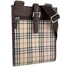 Borsa a tracolla Burberry pelle cotone tessuto Nova Check marrone 2533