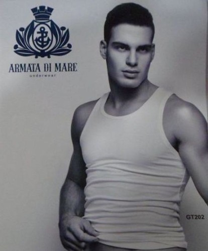Canotta uomo Armata di Mare GT 202 maglia girocollo bianco nero o blu 3  pezzi | eBay