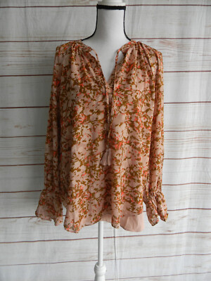 NWT  La Joie Essential Raglan-Sleeve Blouse BOHO POET FAWN ABSTRACT FLORAL SZ XL