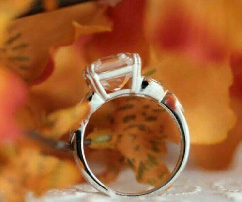 Asscher-Schliff 2,30 kt Lab Created Saphir 14 K Weißgold Verlobungsring in Gr... - Bild 3 von 4