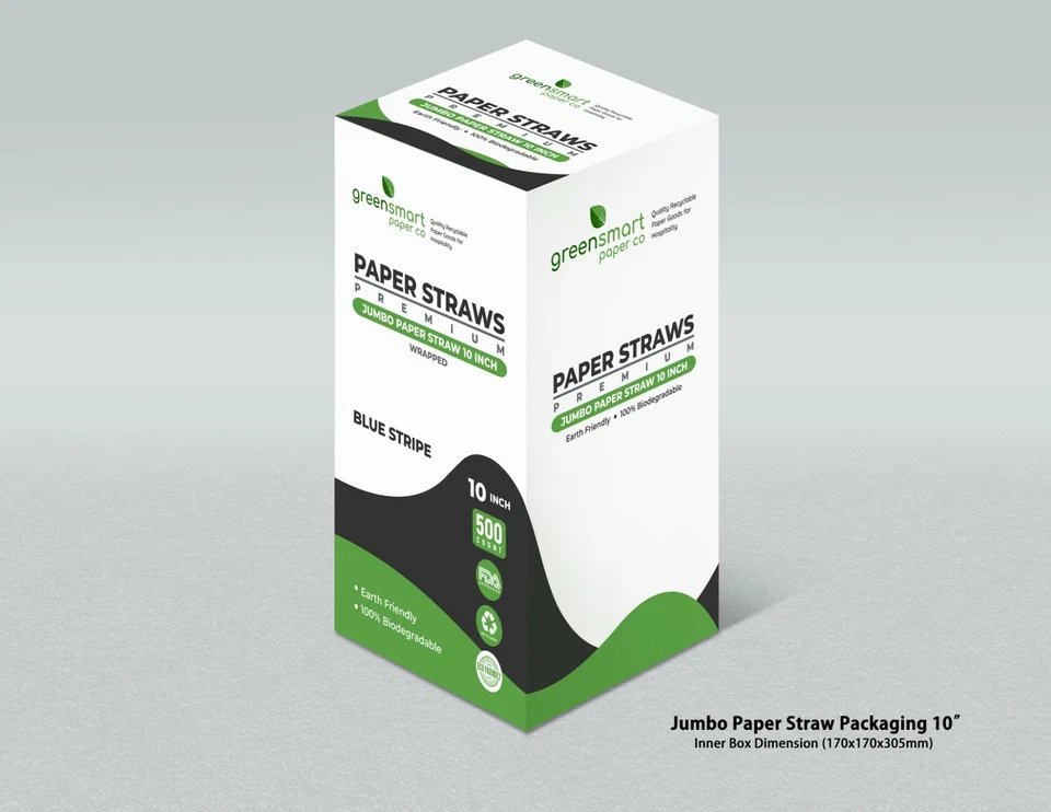 500 Blue Stripe 7.75 Inch Biodegradable Eco-friendly Paper Straws Bulk, Wrapped - Image 3 of 3