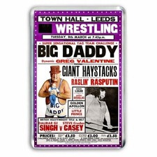 RETRO TV WRESTLING - BIG DADDY -  GIANT HAYSTACKS -JUMBO FRIDGE MAGNET