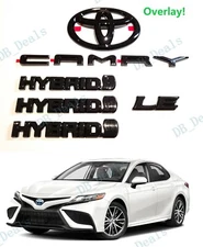 6PCS Gloss Black out Overlay Emblem Badge fit TOYOTA 2018-2024 Camry LE Hybrid