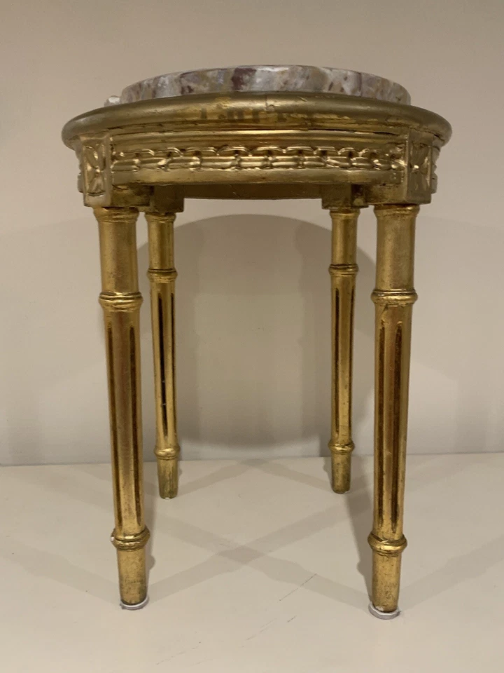 Antigua consola Luis XVI Demi-Lune tapa de mármol Foto 4 de 4