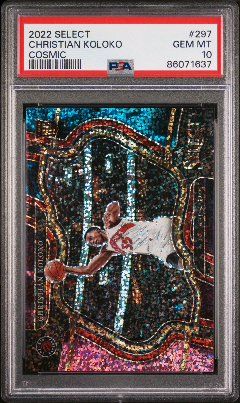 2022 Panini Select Christian Koloko #297 PSA 10 Courtside Cosmic Prizm Rookie