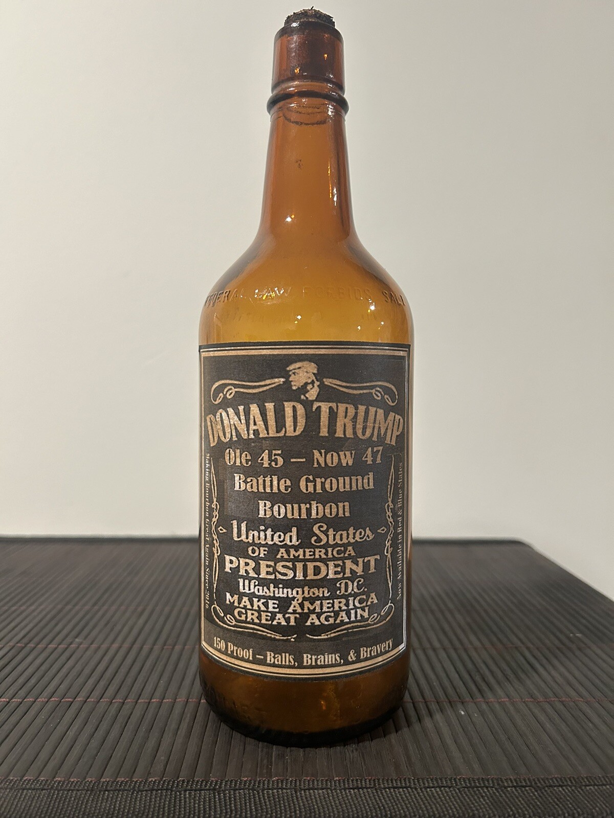 Vintage Post-Prohibition Whiskey With Commemorative TRUMP Bourbon Label