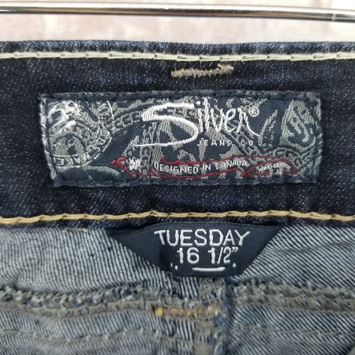 Silver Jeans Co Tuesday 16 1/2" Slim Bootcut Denim Jeans Dark Wash 8P Short - Picture 4 of 7