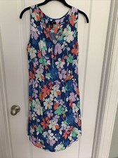 Gap Blue Floral Casual Tank Slip Dress Medium