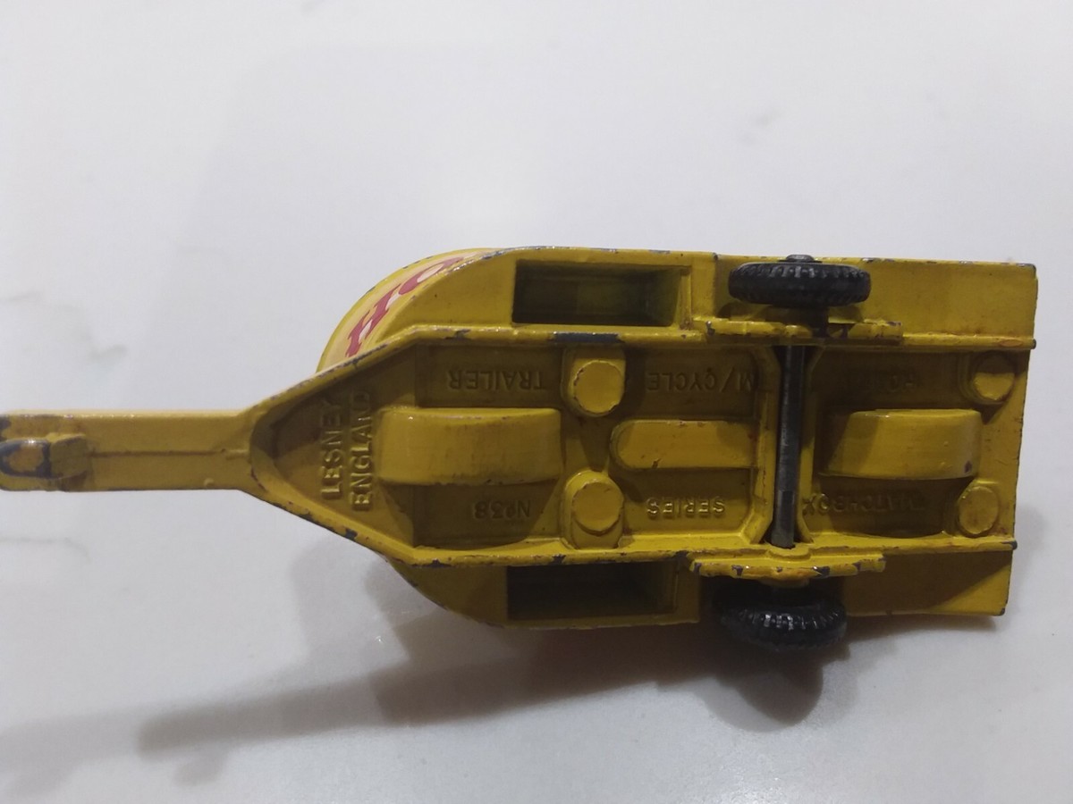 Matchbox N°38 - Honda Motorcycle With Trailer (moto Et Remorque), échelle Bleue Métal