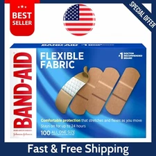 Band-Aid Brand Flexible Fabric Adhesive Bandages, 100 Count, Free Shipping! NEW!