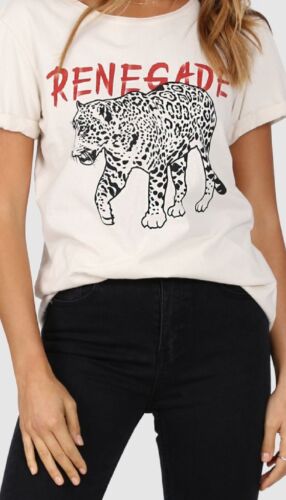 Renegade Beige Leopard Graphic T-Shirt - Size Small 8 - Picture 2 of 5