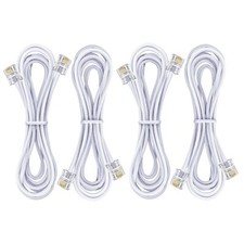 4 Pack 3.3Ft White Telephone Landline Extension Cord Cable with RJ-11 Plug