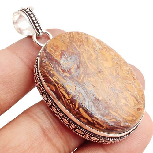 Pendentif En Argent 925 Plaqué Or Avec Rubis Naturel Rouge - Fait Main - Collier 20mm - Style Art Nouveau