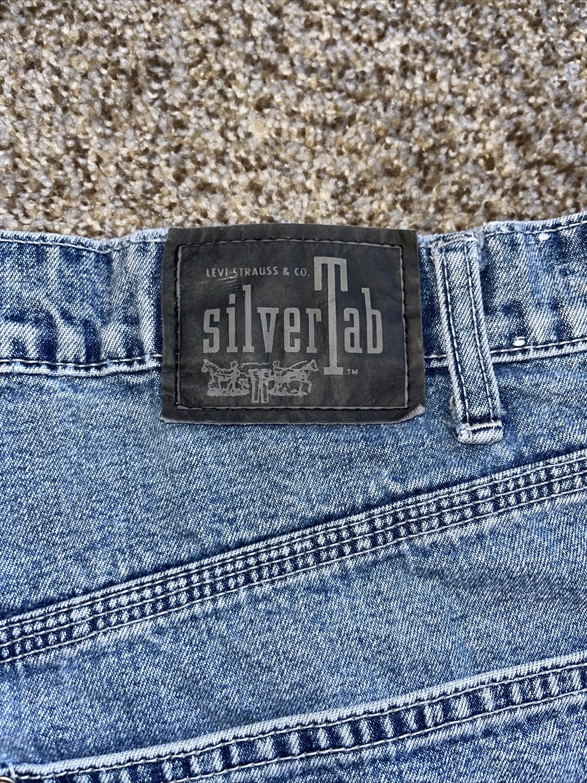 LEVIS SILVERTAB Shorts Mens Vintage Baggy Loose Carpenter Blue Jean 40 - View 13