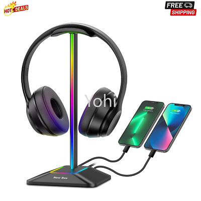 Z8 RGB Headphones Holder with USB Port Desk Gaming Headset Cool Display  Holder