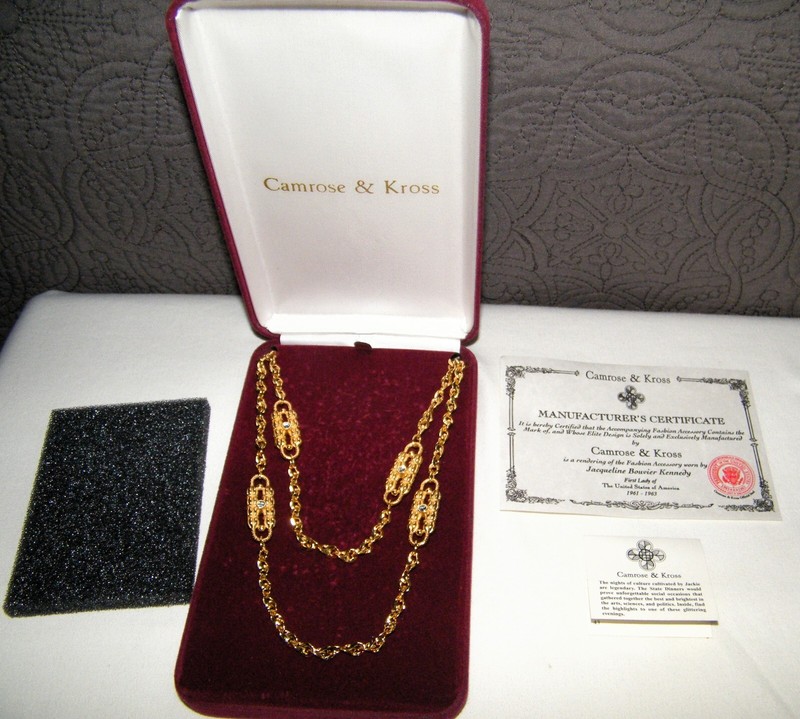 3-in-1 Boxed JACKIE KENNEDY"PAPER CLIP" NECKLACES Camrose & Kross 34" & 26" Long