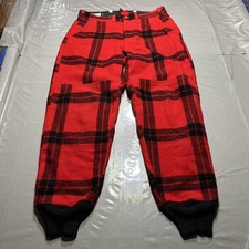 Vintage Carter's Wool Pants Mens 32 Red Black Buffalo Plaid Hunting Cuffed