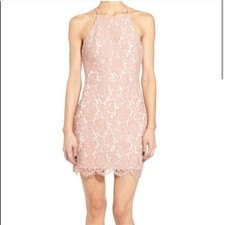 ASTR pink lace overlay open back dress size Small