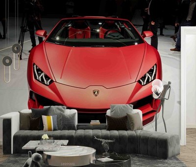 3D Pink Lamborghini Sports Car Wallpaper Wall Murals Removable Wallpaper