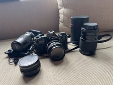 BLACK working Canon AE-1 35mm SLR Film Camera with 50 mm  lenses